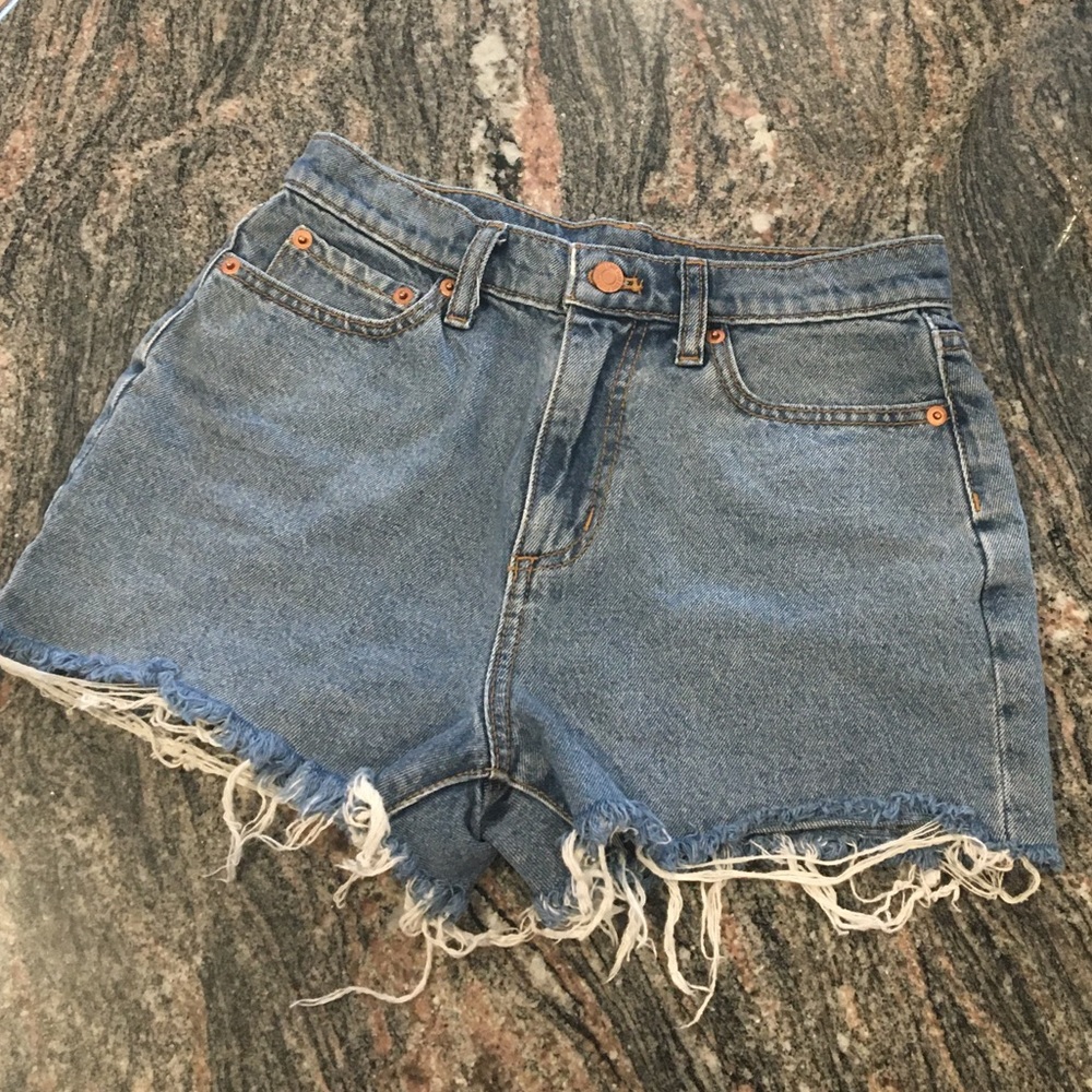 VS PINK High Rise Distressed Jean Shorts